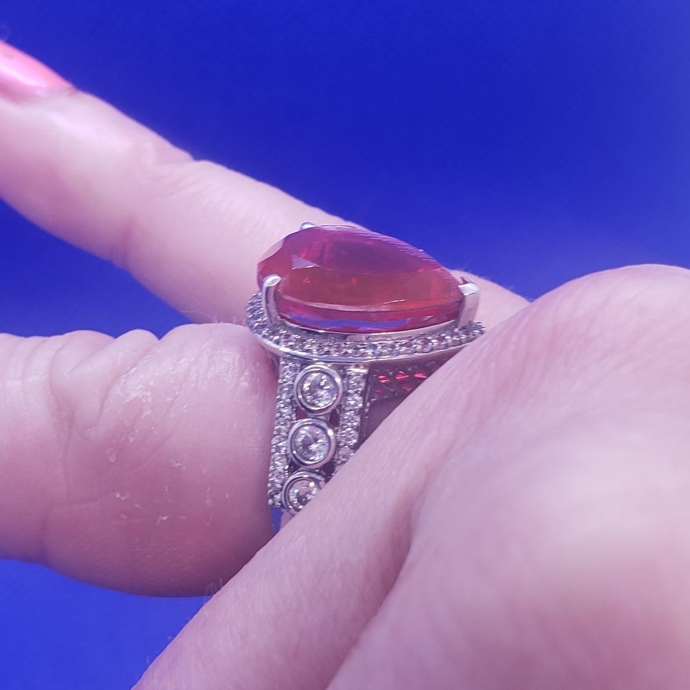 SOLD To  C! Rare Unique Volcanic Quartz  Ring in Platinum Over Sterling S - Picture 15 of 17